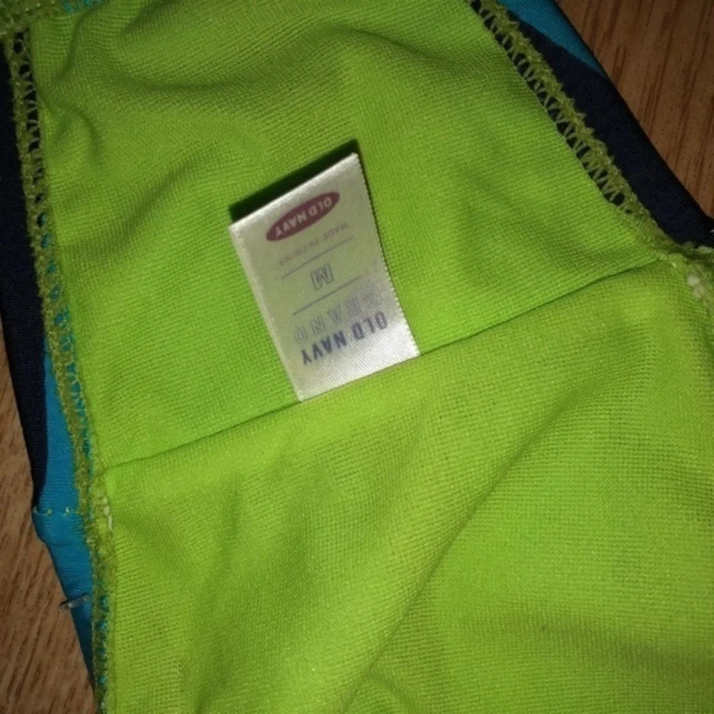 Old Navy Medium Bikini Top Green Blue‎ Stripes